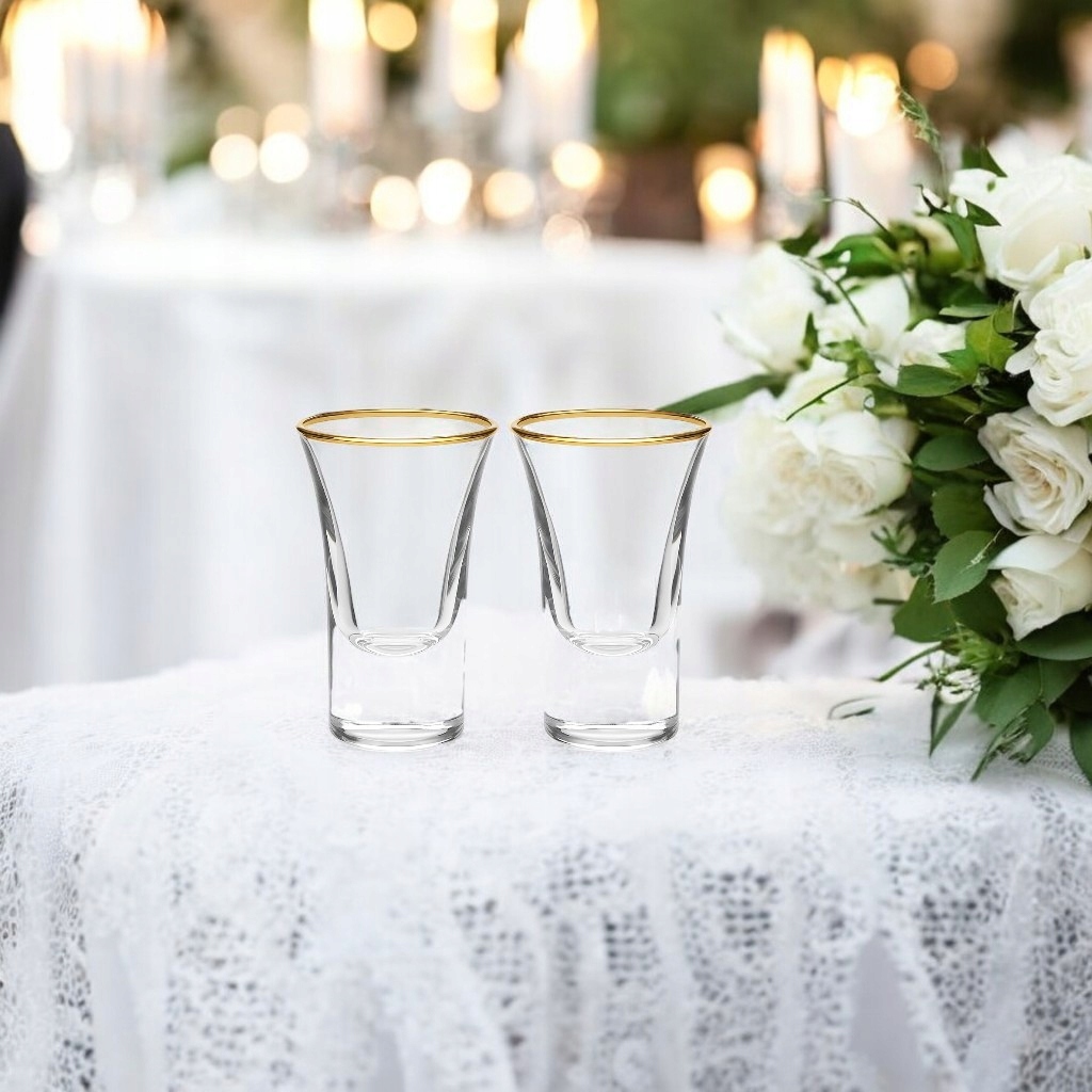 Kieliszki Pozłacane do Wódki Złote 30ml na Ślub Wesele 2 szt Kieliszki Pozłacane do Wódki Złote 30ml na Ślub Wesele 2 szt