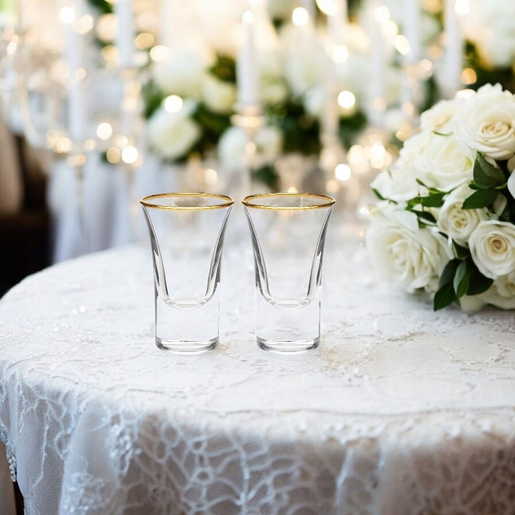 Kieliszki Pozłacane do Wódki Złote 30ml na Ślub Wesele 2 szt Kieliszki Pozłacane do Wódki Złote 30ml na Ślub Wesele 2 szt