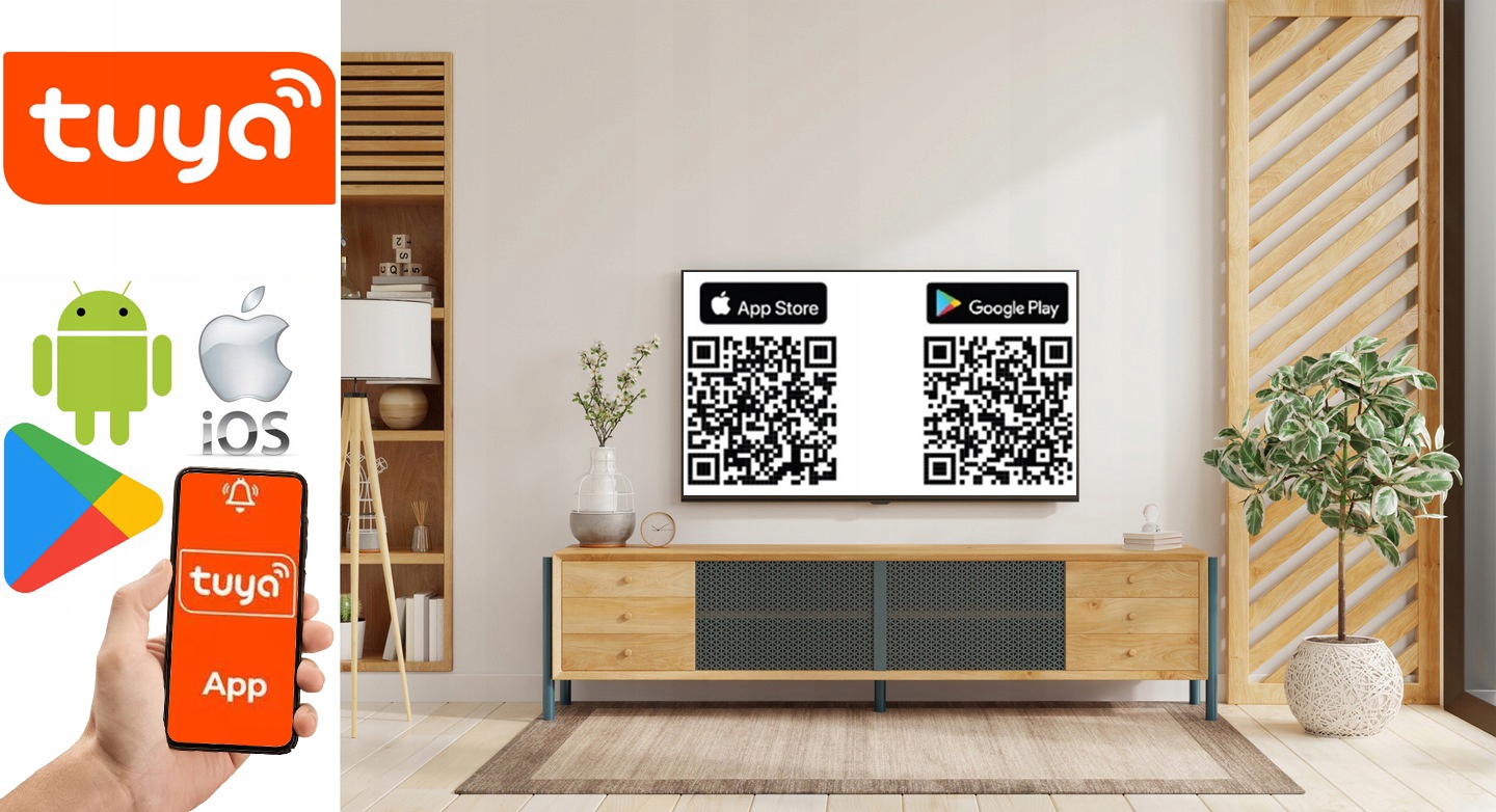 BEZPRZEWODOWY ALARM LCD GSM APP SYRENY WIFI TUYA