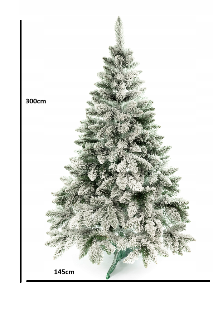 Sosna vánoční zasněžená 300 cm – realistická, pevná