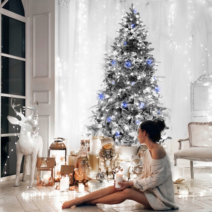 LAMPKI CHOINKOWE 500 LED FLASH BIAŁE ZIMNE GRUBY KABEL STAŁE ŚWIATŁO ZEW.