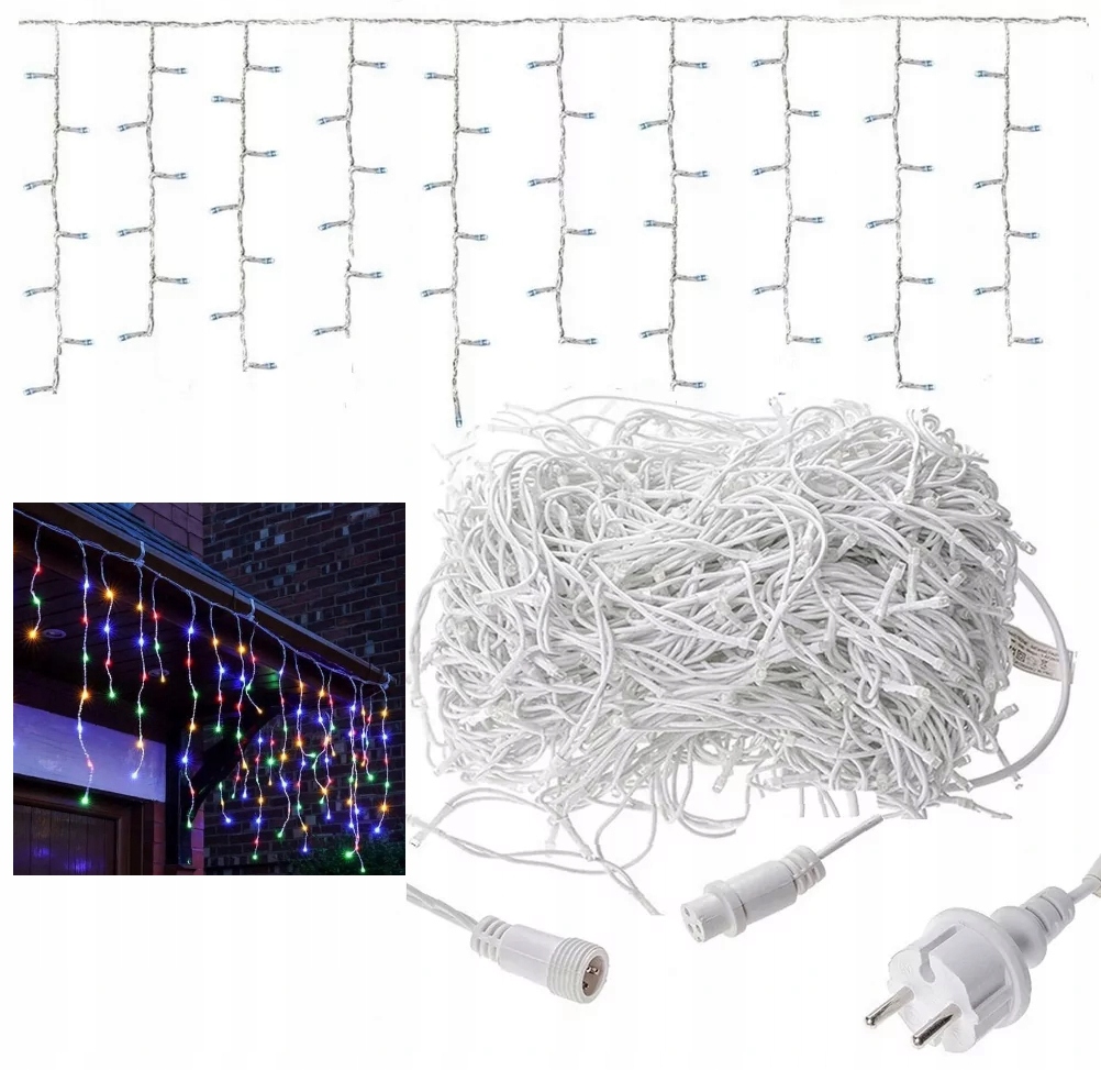 SOPLE KURTYNA 500 LED LAMPKI OZDOBNE MULTIKOLOR + FLASH ISKRA SOPLE 23m