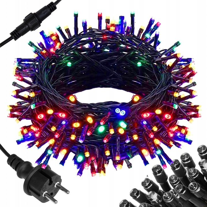 LAMPKI CHOINKOWE 500 LED FLASH MULTIKOLOR GRUBY KABEL STAŁE ŚWIATŁO ZEW.
