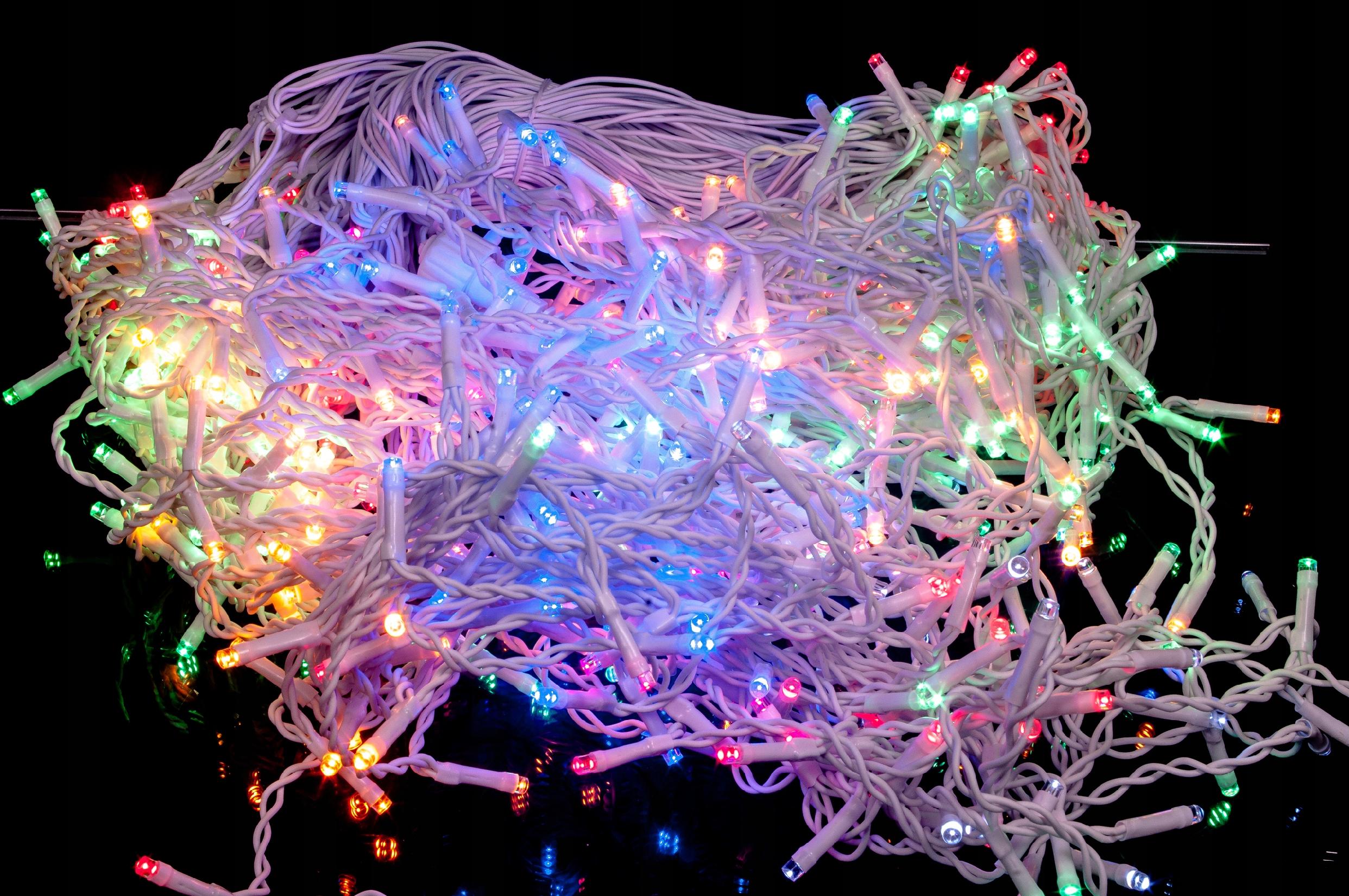 Kolorowe Sople Lampki Choinkowe - aż 75m dekoracji, 1500 LED, biały kabel, efekt błysku