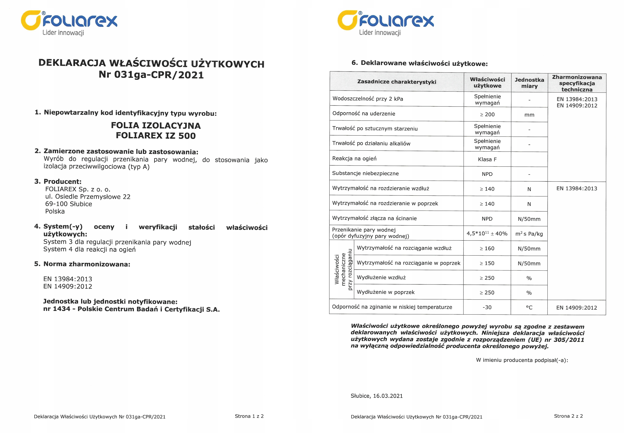 Folia izolacyjna FOLIAREX IZ 500 szer. 6m na metry
