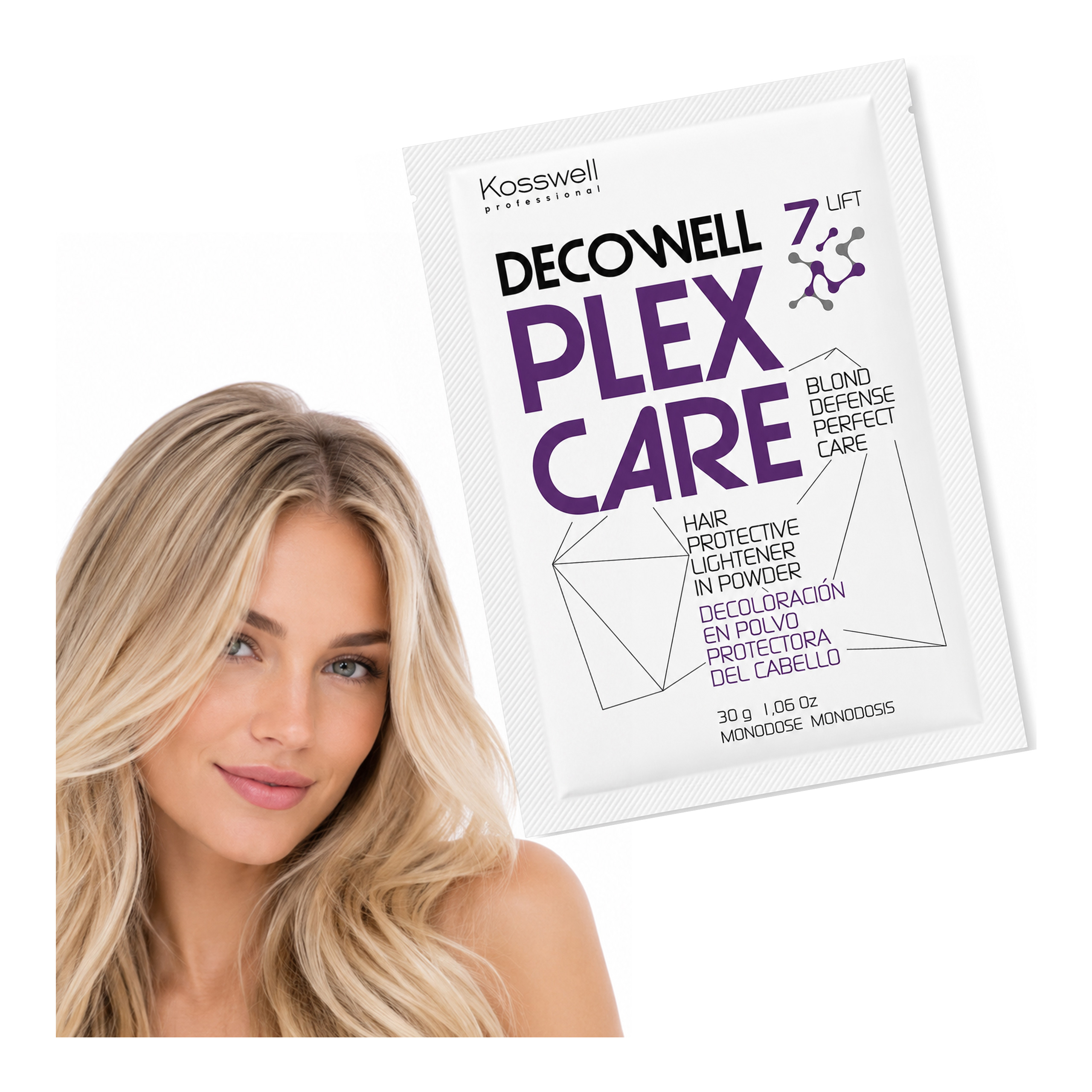 Kosswell Decowell Plex Care 30 g – rozjaśniacz do włosów z ochroną Plex — profesjonalne zastosowanie
