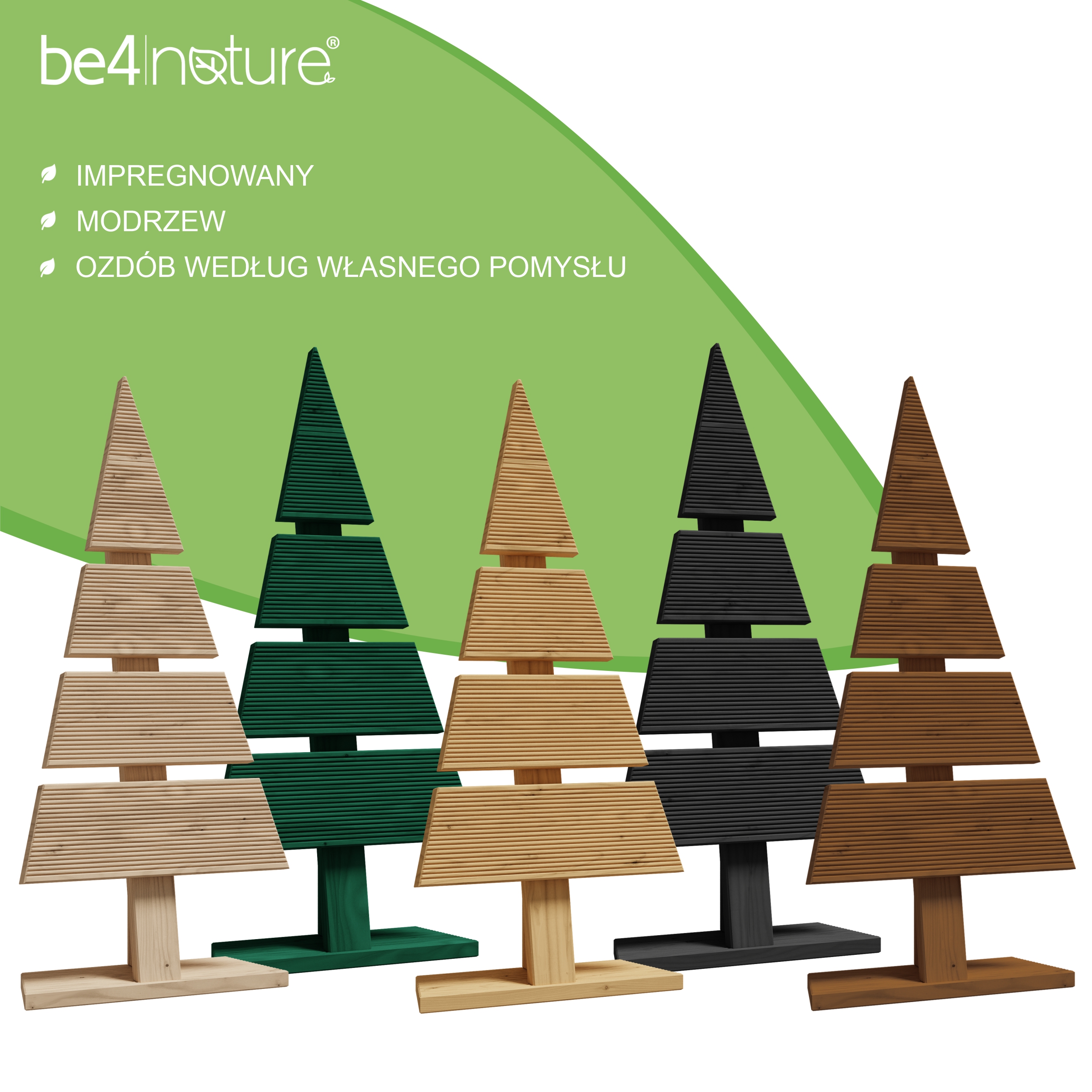 be4nature Choinka modrzewiowa odzoba świąteczna DIY Zielona 59 x 27 cm