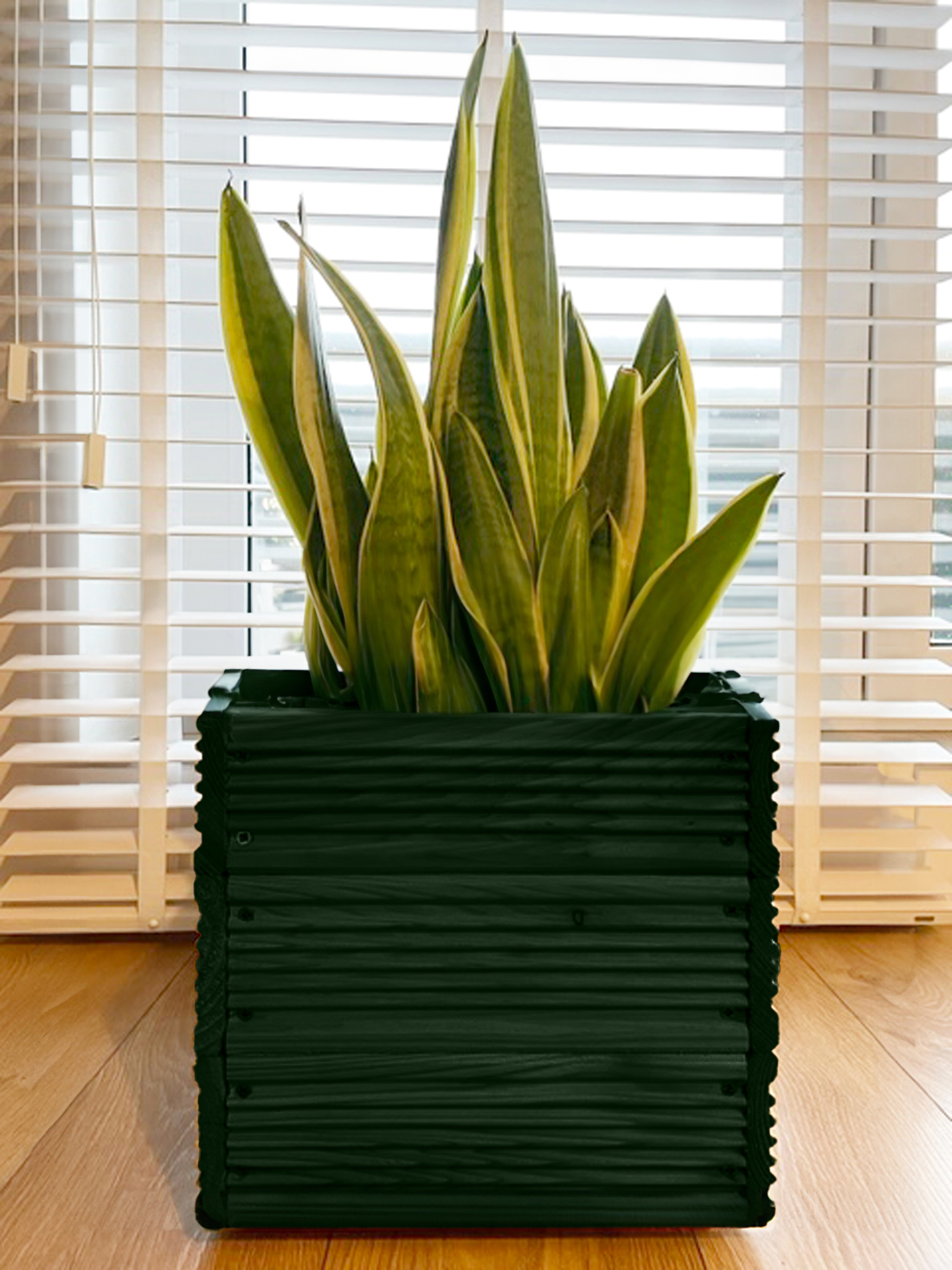 be4nature Doniczka kwadratowa modrzewiowa Zielona 50 x 53 cm