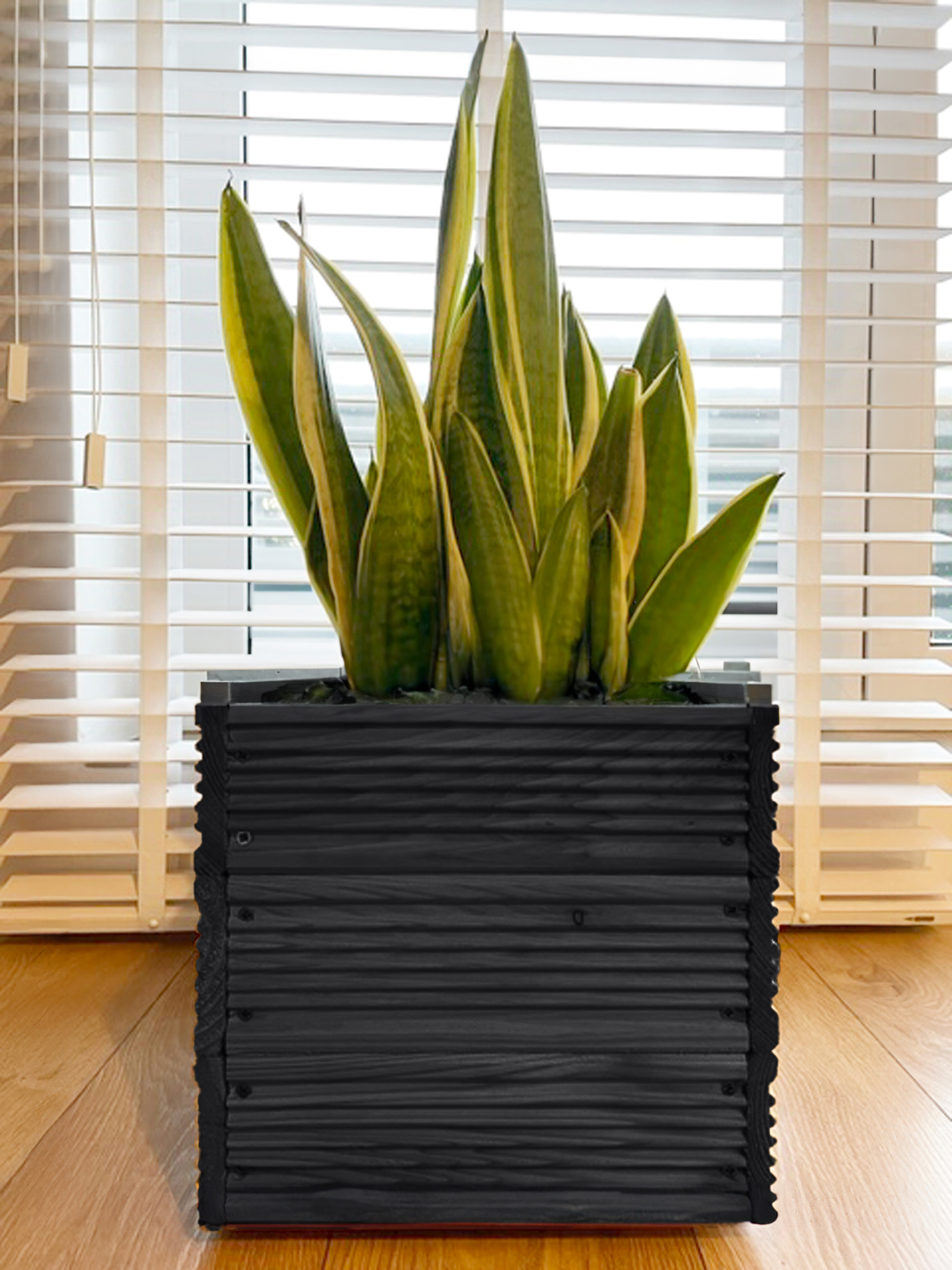 be4nature Doniczka kwadratowa modrzewiowa z kołami Antracyt  50 x 53 cm