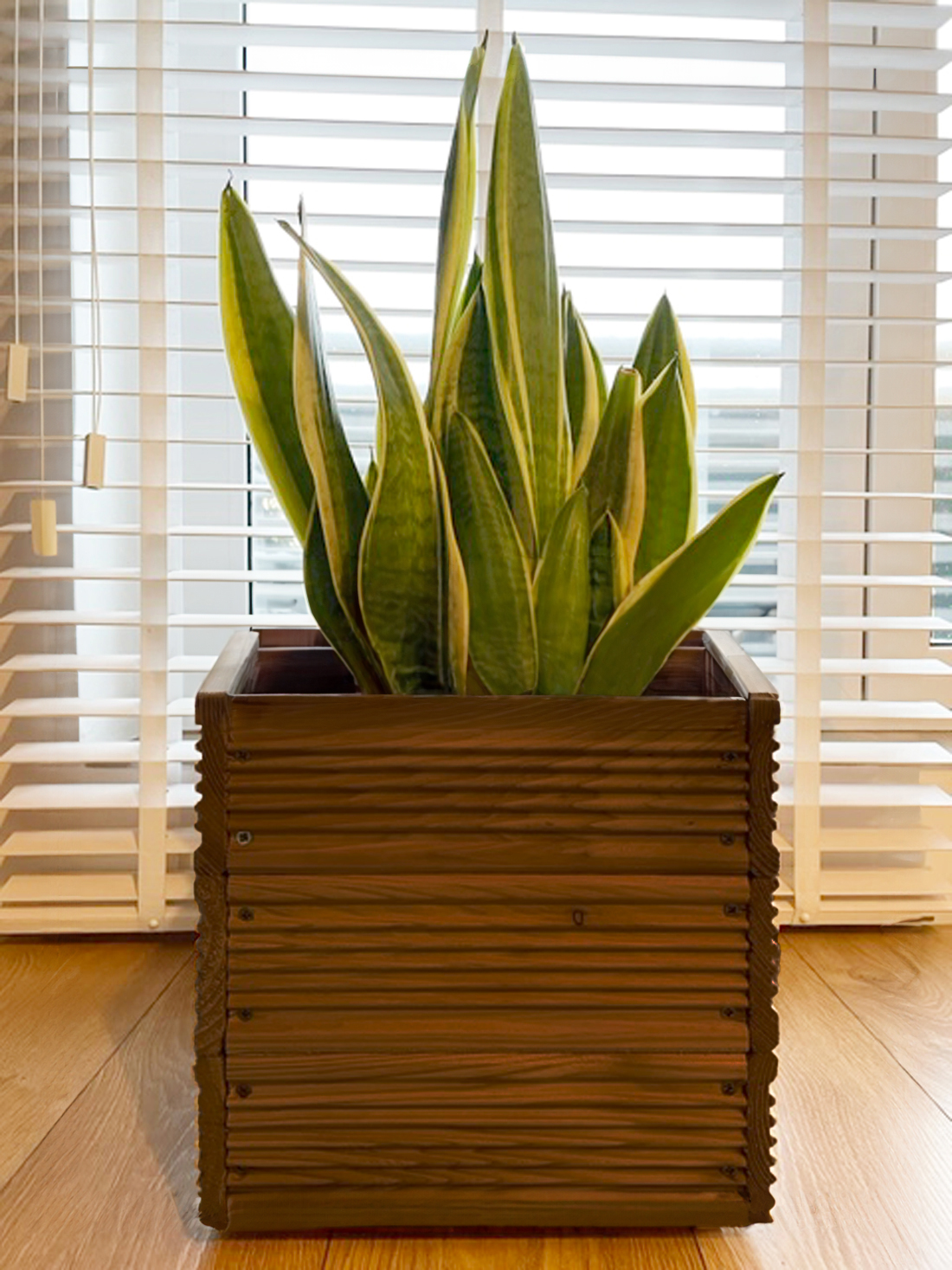 be4nature Doniczka kwadratowa modrzewiowa Brązowa 30 x 30 cm