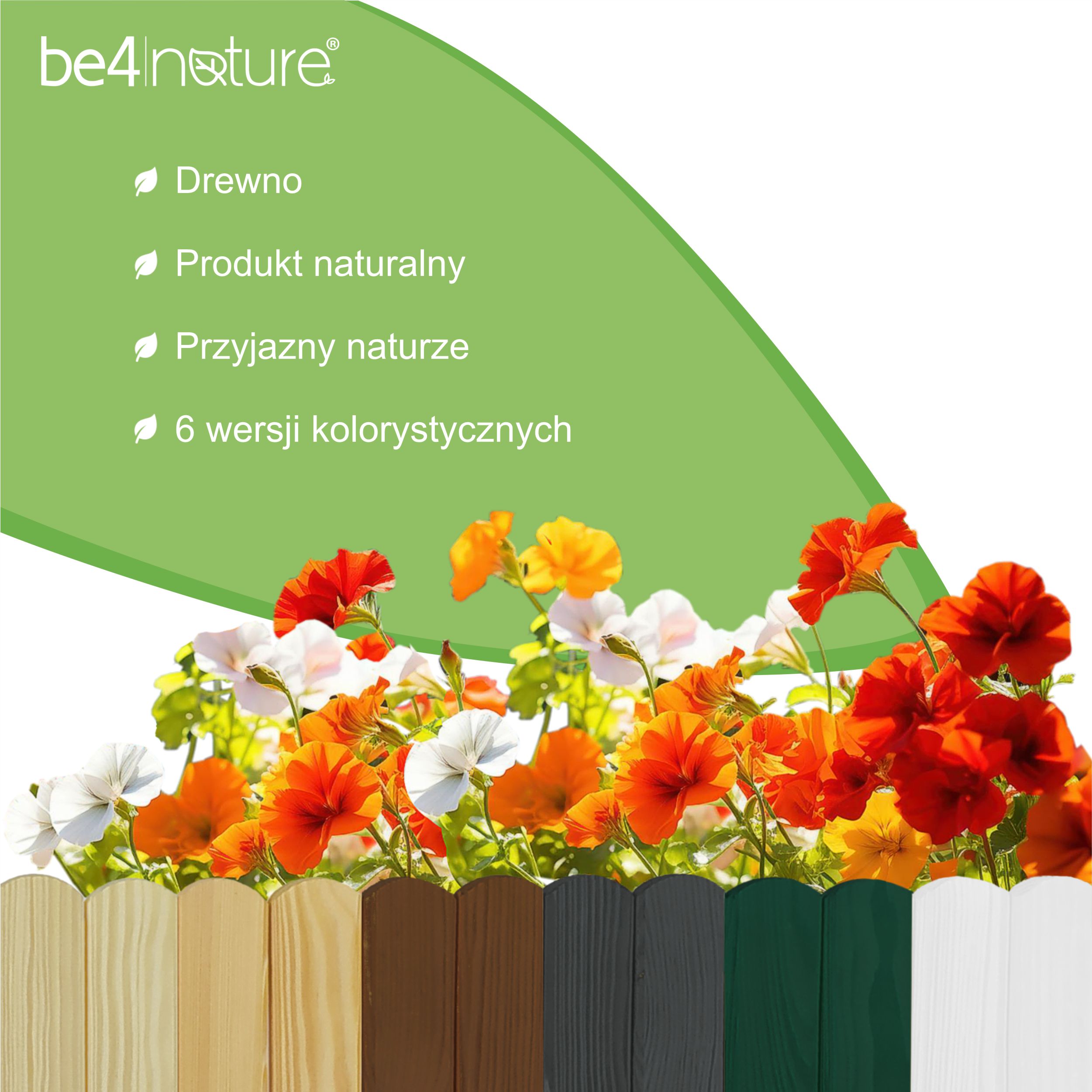 be4nature DREWNIANY PŁOTEK Rollborder obrzeże rabatek 100 x 40 cm