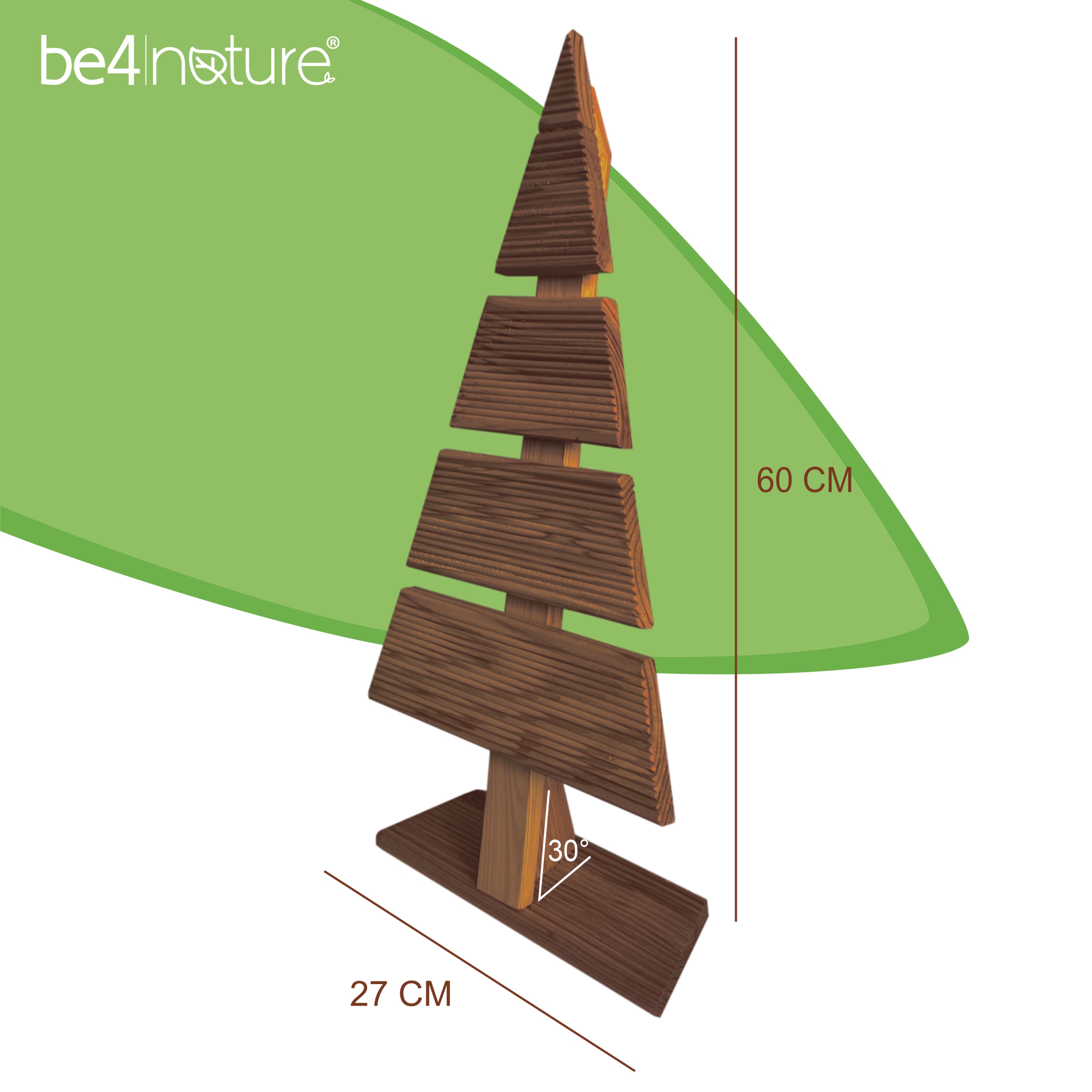 be4nature Choinka modrzewiowa ozdoba świąteczna Brązowa 60x27 cm