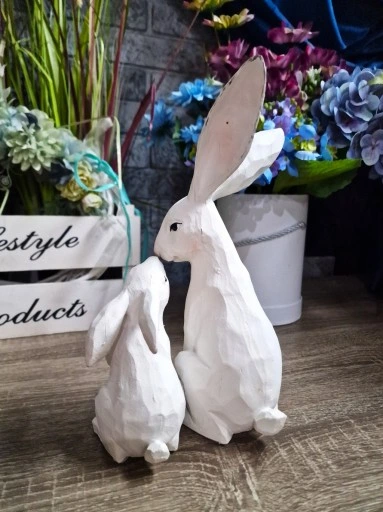 FIGURKA WIELKANOCNY ZAJĄC KRÓLIK Z MŁODYM model VI