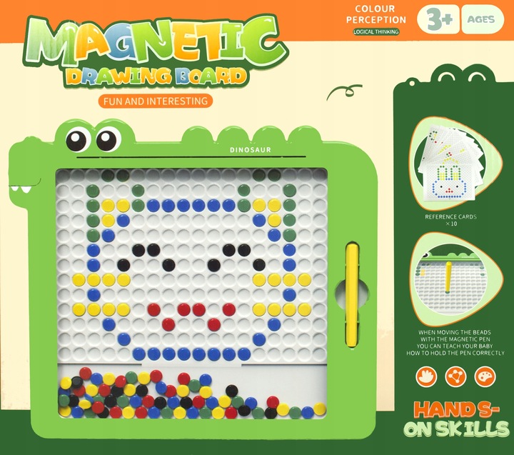 TABLICA MAGNETYCZNA DINOZAUR UKŁADANKA MOZAIKA MONTESSORII