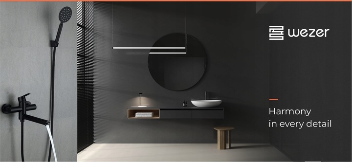 Bateria umywalkowa wysoka WEZER EKO11A-09-BLACK