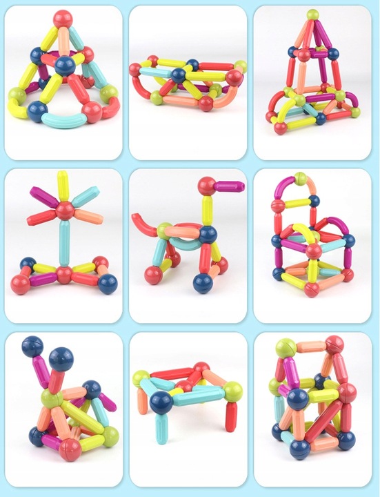 KLOCKI MAGNETYCZNE KONSTRUKCYJNE EDUKACYJNE MAGNETIC STICKS DLA DZIECI 98EL
