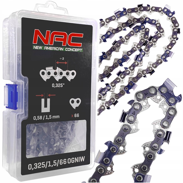 ORYGINALNY ŁAŃCUCH NAC .325" 1,5 16" 40cm TT-CS4500 NO-CS38 CS5200 CST45-40