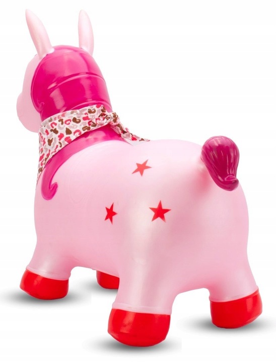 Skoczek gumowy dla dzieci JEDNOROŻEC 60 cm różowy perłowy z bandaną do skak