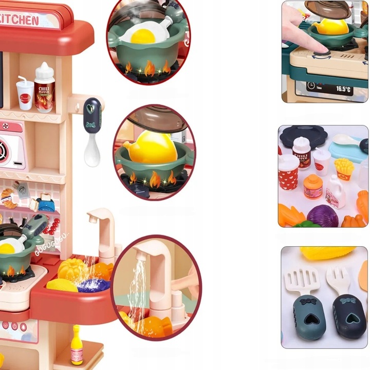 Kuchnia dla dzieci lodówka kran z wodą para różowa 64AR