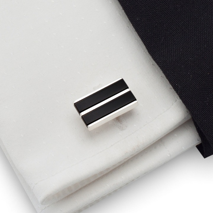 Spinki do mankietów czarne | Srebro 925 | ŚLUB