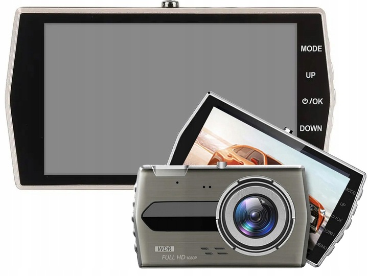 KAMERA SAMOCHODOWA FULL HD Z WYŚWIETLACZEM LCD COFANIA WIDEOREJESTRATOR