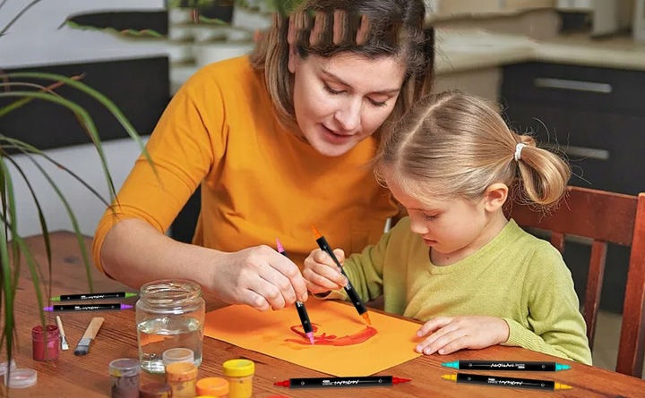 Markery akrylowe 24 kolory Wodoodporne markery z podwójną końcówką Prezenty