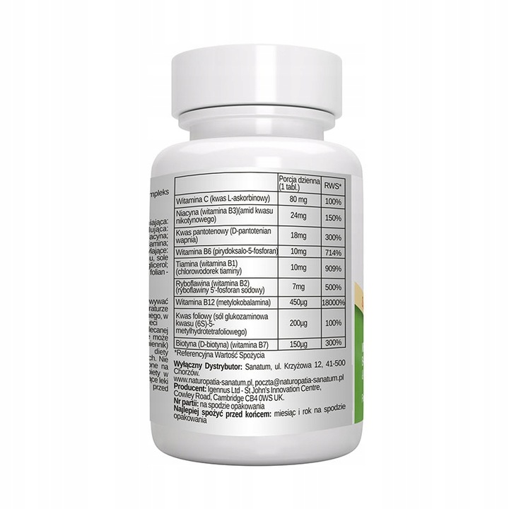 SUPER witamina B COMPLEX witamina B12 B6 B7 AKTYWNY folian 180 tabletek