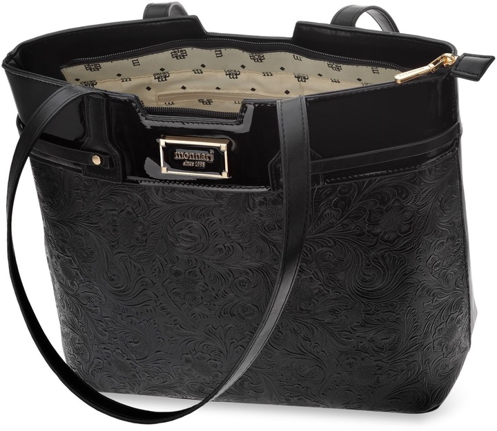 Monnari Torba Ze Zdobieniem Torebka Shopper Duża Sztywna Aktówka Kwiaty