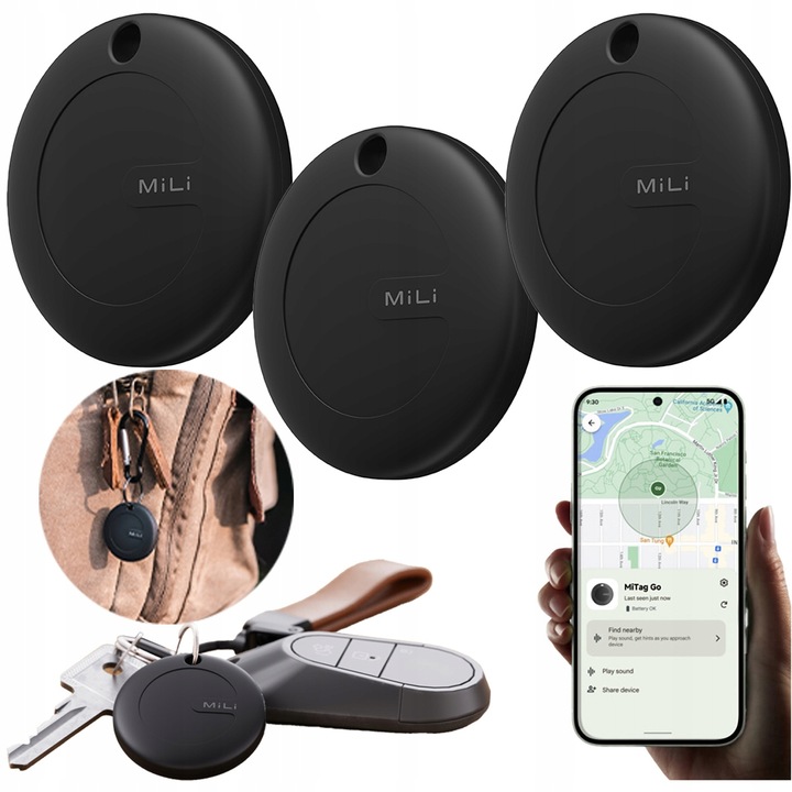 Lokalizator GPS 3xMiTag MiLi ANDROID Bluetooth do plecaka kluczy bagażu psa