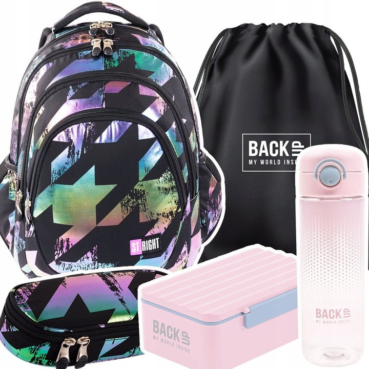 Plecak szkolny młodzieżowy ST.RIGHT kolorowe wzory, HOLO IMPRESSION