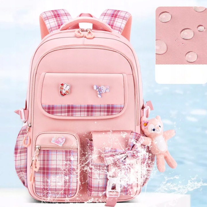 PLECAK SZKOLNY TORNISTER MŁODZIEŻ W KRATĘ POJEMNY DUŻY DO SZKOŁY KL. 1-3