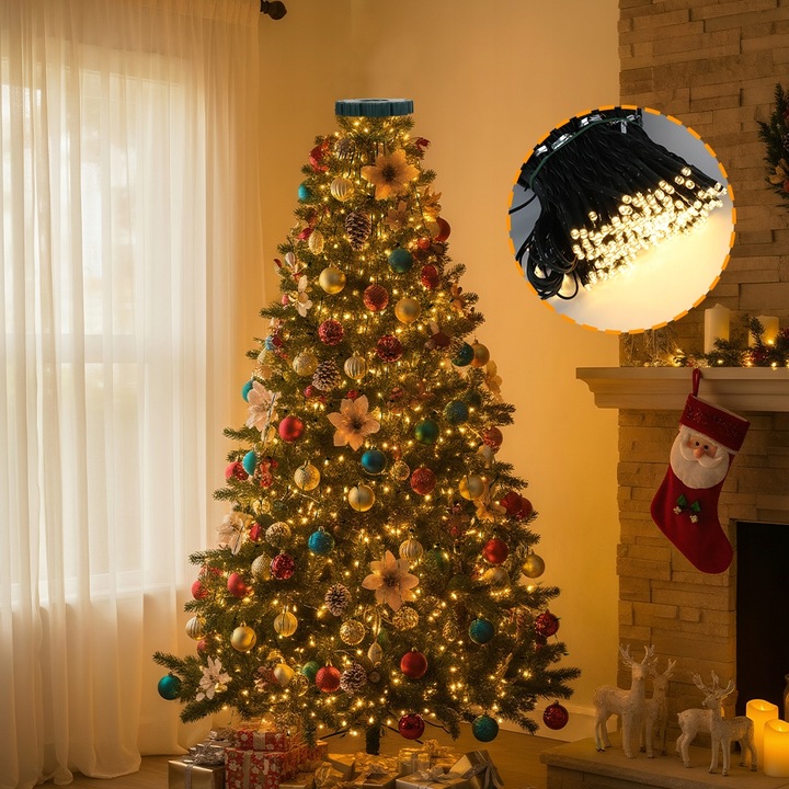 OŚWIETLENIE CHOINKOWE Z PIERŚCIENIEM, 2M, 400 DIOD LED, LAMPKI CHOINKOWE