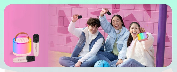 ZESTAW KARAOKE GŁOŚNIK BLUETOOTH 2 MIKROFONY USB MINI JACK NA IMPREZY