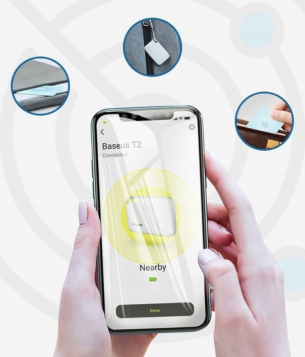 BASEUS MINI LOKALIZATOR BLUETOOTH GPS DO KLUCZY BRELOK DLA DZIECI APLIKACJA