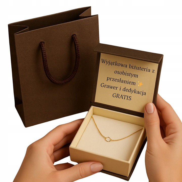 ZŁOTY PEŁNY ŁAŃCUSZEK DAMSKI SINGAPUR Z ZAWIESZKĄ PR. 585 925 + GRAWER