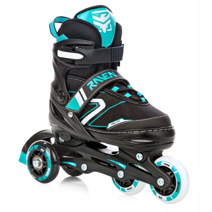 Rolki Łyżwy Wrotki 4w1 Regulowane RAVEN Helixi Black/Mint 30-33 Kółka LED