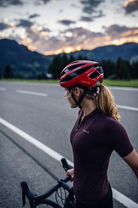 Kask rowerowy Abus Viantor szosa gravel czerwony czarny biały r. L 58-62 cm