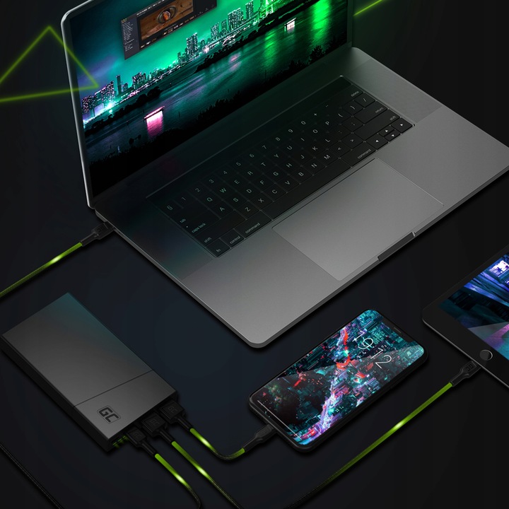 Green Cell Powerbank 10000mAh 18W PowerPlay10s 2x USB-C PD 2x USB-A QC 3.0