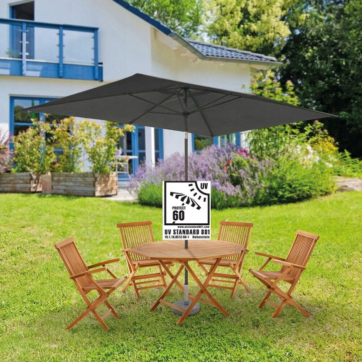Parasol ogrodowy ochrona UV60 ANTRACYT prostokątny XL 3x2m regulacja kąta