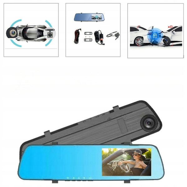 WIDEOREJESTRATOR DOTYKOWY KAMERA COFANIA LUSTERKO