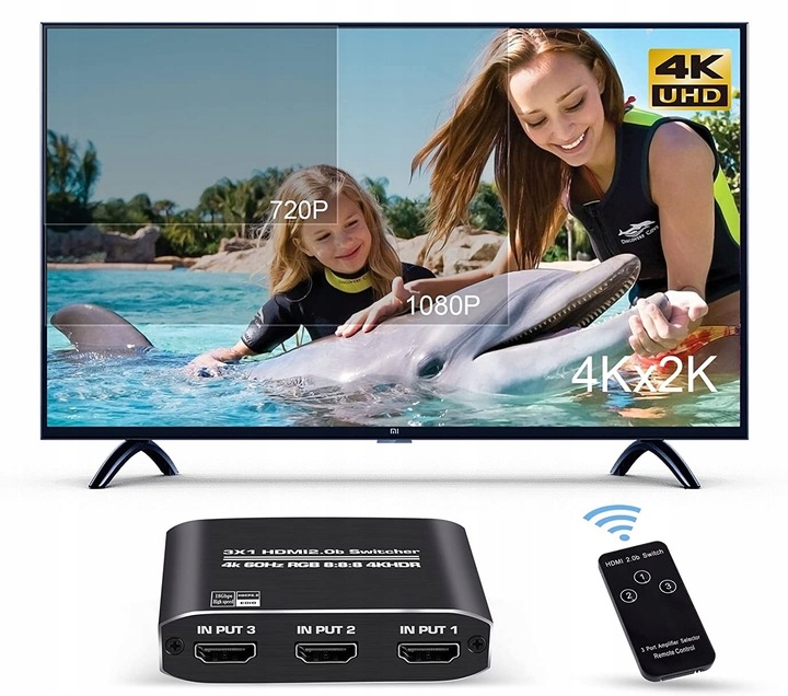 SWITCH HDMI 2.0 3x1 PRZEŁĄCZNIK ROZDZIELACZ ULTRA HD HDCP 2.2 HDR10 4K/60HZ