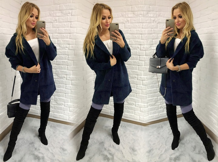 Sweter ALPAKI kurtka WEŁNA MODNE KOLORY oversize