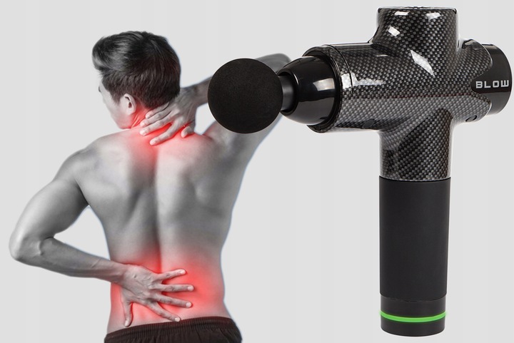 PISTOLET DO MASAŻU PLECÓW CIAŁA MASAŻER MASSAGE GUN 200W ZESTAW 10 KOŃCÓWEK