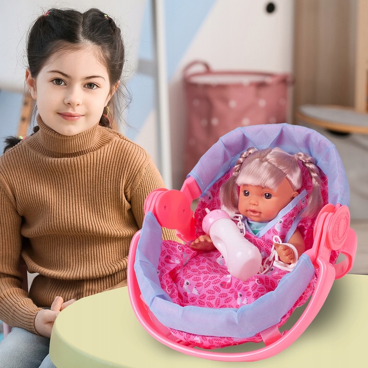 LALKA W NOSIDEŁKU INTERAKTYWNA SIUSIA GAWORZY Z BUTELKĄ WARKOCZE UBRANKO