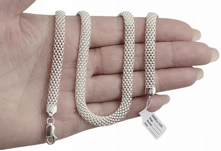 Naszyjnik Srebrny Damski Tub Ażurowy 6,00 mm Szeroki pr 925 Grawer Gratis