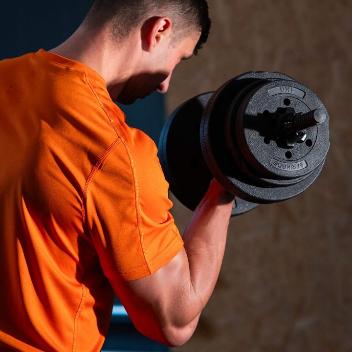 Hantle regulowane bitumiczne zestaw hantli ćwiczeń 2x15kg gryf+ kettle 30kg