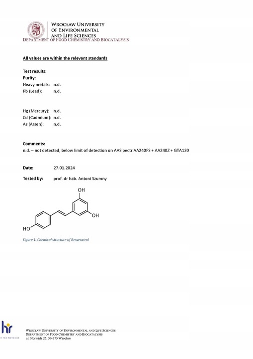 Resweratrol 99%+ proszek - 20g - (Trans-Resveratrol) - badany w PL
