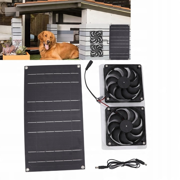 WENTYLATOR 12V + PANEL SOLARNY SŁONECZNY 100W USB