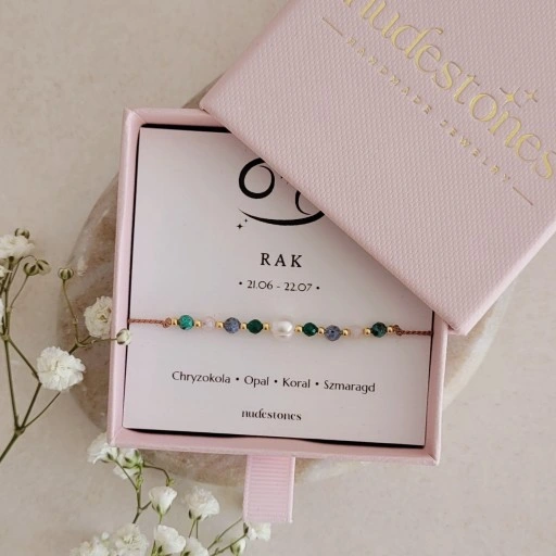 Bransoletka Znak Zodiaku RAK Kamienie Naturalne Koral