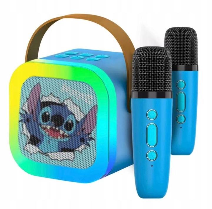 ZESTAW KARAOKE DLA DZIECI GŁOŚNIK BLUETOOTH USB LED MIKROFON STITCH